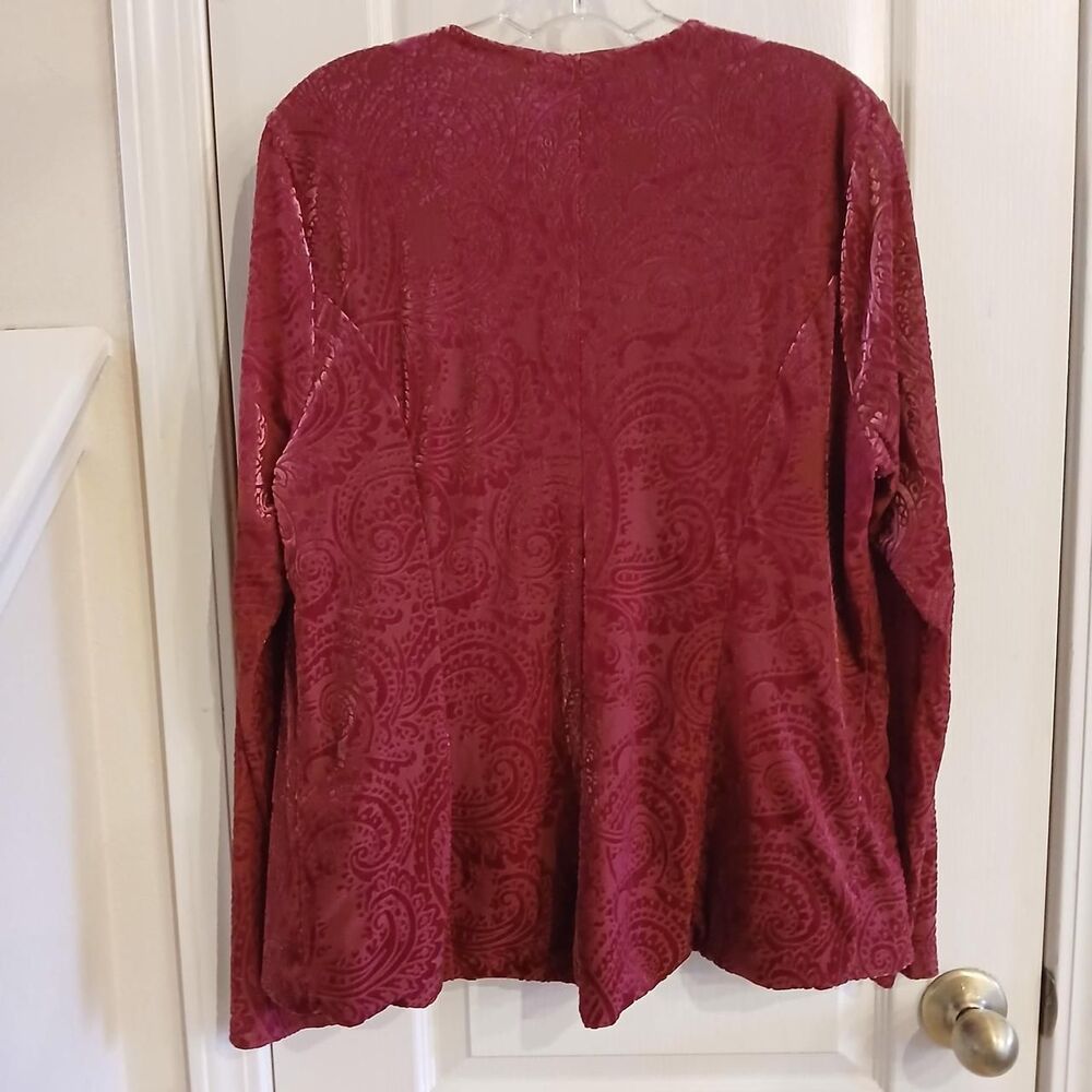Romantic Torrid Burnout Velvet Open Blazer Cardigan Red Whimsygoth Boho Fairy - Picture 6 of 7